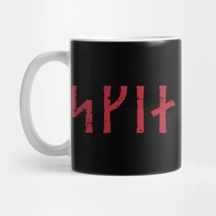 viking shieldmaiden norse futhark runes Red distressed Mug